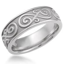 It features silver and golden stainless steel adorned with lengthwise greek symbols. Mens Infinity Symbol Wedding Bands | at Krikawa