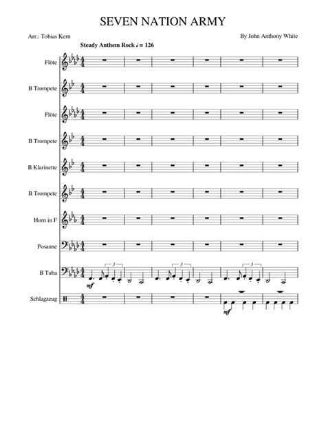 7 Nation Army Flute Sheet Music Army Military