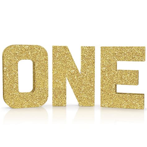 Buy One Letters First Birthday Gold Glitter One Sign Large Numbers For
