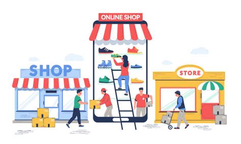 480 online vs offline shopping stock illustrations royalty free vector graphics and clip art