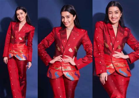 Shraddha Kapoors Red Paithani Pantsuit Is A Very Stylish Option For A Sangeet Function