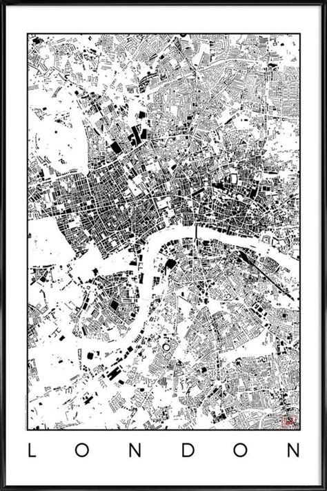 Map of london poster/print in a truly stylish design. London Map Schwarzplan Poster in Standard Frame | JUNIQE UK