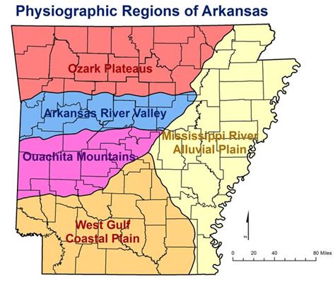 Physiographic Regions In Arkansas General Locations Of Plateaus