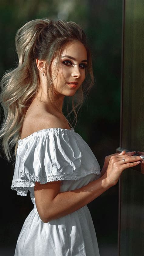 Reflections Beautiful Woman White Dress 720x1280 Wallpaper Women