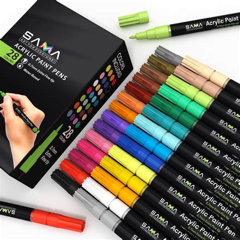 Acrylic Paint Pens Set Of 28 Premium Markers Extra Fine Tip For Diy Art