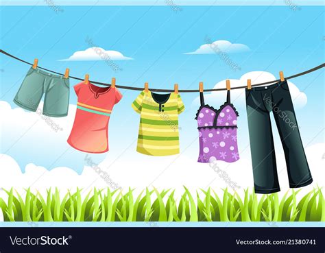 Drying Clothes Royalty Free Vector Image VectorStock