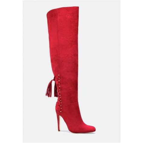 women s 4 inch heels red stiletto boots knee high boots by fsj shoes for night club dancing