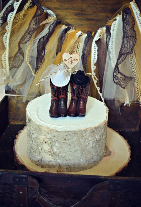 Western Wedding Cake Topper Bride And Groom Boot Cowboy Etsy
