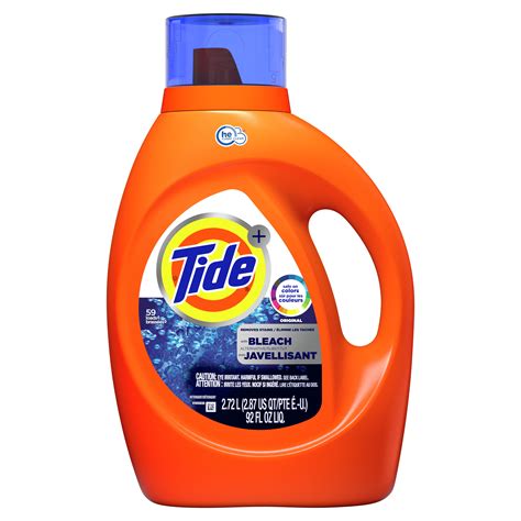 Buy Tide Plus Bleach HE, 59 Loads Liquid Laundry Detergent, 92 fl oz ...