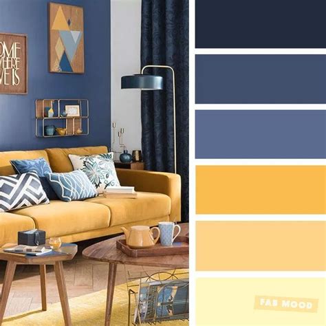 The Best Living Room Color Schemes Blue And Mustard Color Palette
