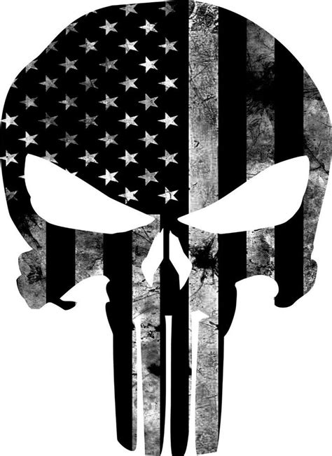 Punisher American Flag Black And Gray Skull Vinyl Decal Reflective