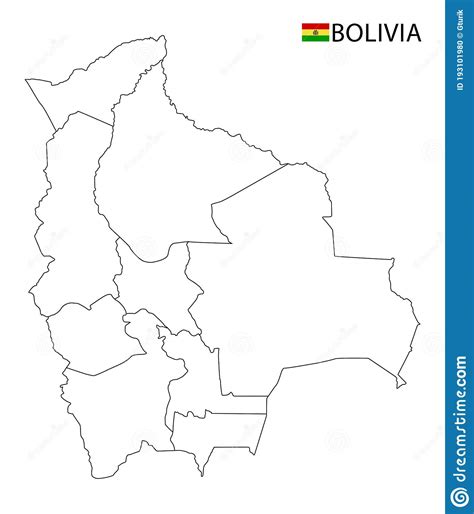Régions Détaillées En Noir Et Blanc Densemble Carte De La Bolivie Du