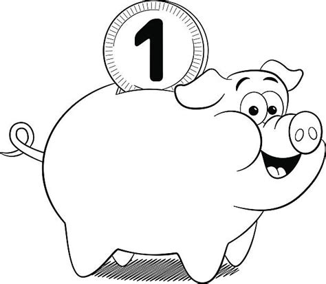 Black And White Cartoon Piggy Bank Illustrations Royalty Free Vector