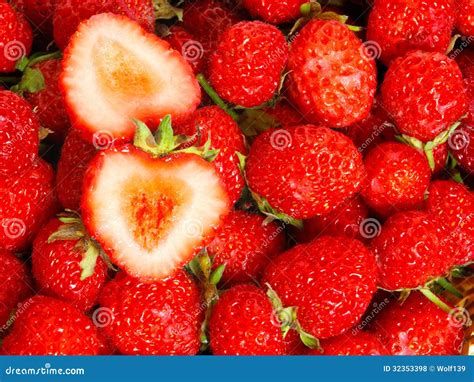 Many Strawberries As A Texture And Sliced Berry Stock Photo Image Of