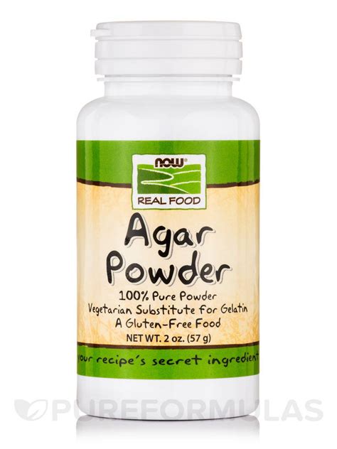 A liquid set with agar won't be a perfect replica of one set with gelatin. NOW Real Food® - Agar Powder - 2 oz (57 Grams)