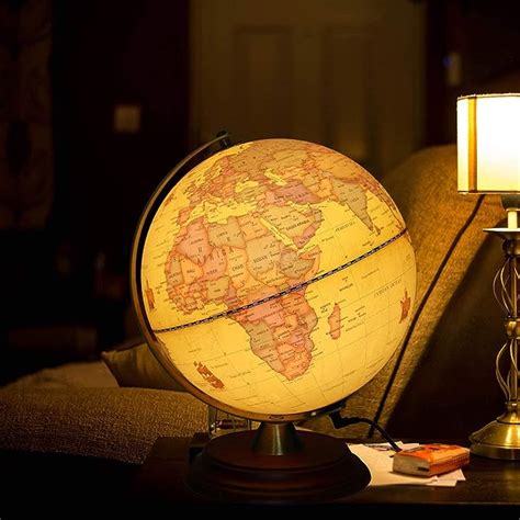 Ttktk Illuminated World Globe For Kids With Wooden Standbuilt In Led