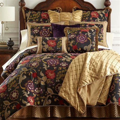 Escapade Black Floral Comforter Bedding By Austin Horn Classics