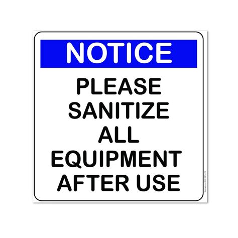 Sanitize Equipment Sign