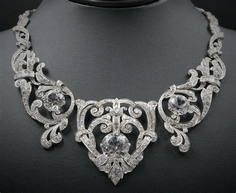 Edwardian Platinum 23 Ct Diamond Necklace Bracelet Suite Owned By Mae