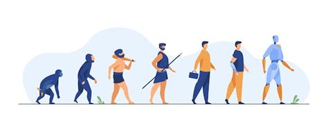 Human Evolution From Monkey To Cyborg Free Vector