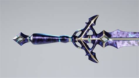 3d Model Fantasy Blue Lightning Sword Vr Ar Low Poly Cgtrader