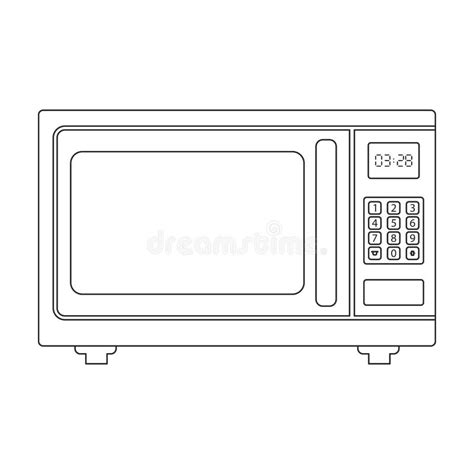 Microwave Oven Vector Iconoutline Vector Icon Isolated On White