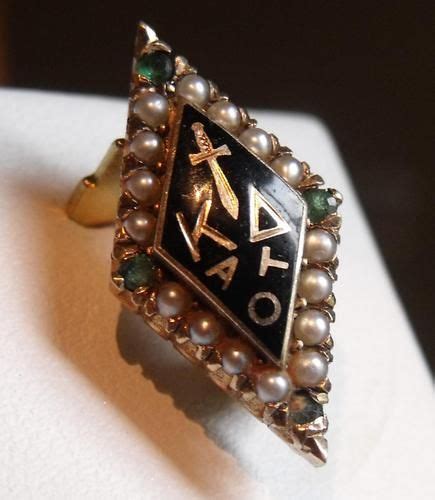 10k Gold Vintage Kappa Delta Emerald Seed Pearls Fraternity Sorority