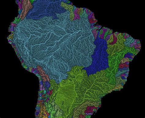 World Watershed Map River Basin South America Map Colorful Map