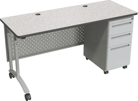 Available in black and white colors. Standing Office Desk | Perforated Modesty Panel