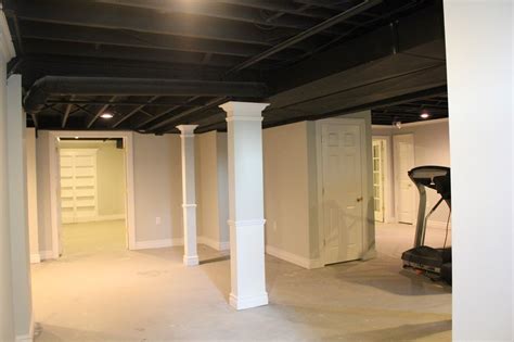 Braysam Lane Basement Remodel With Painted Exposed Ceiling Basement