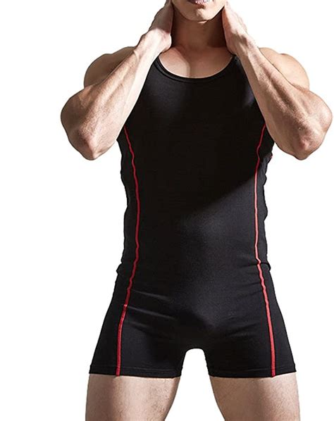 Iwemek Men One Piece Cotton Brief Bodysuit Leotard Bodywear Wrestling Singlet Underwear At