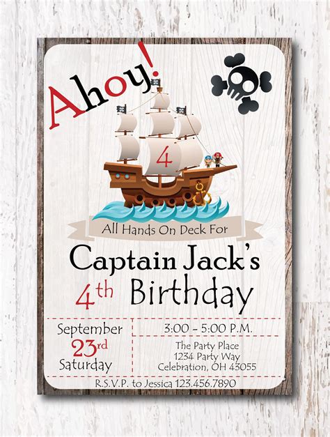 Woodlawndesign Pirate Birthday Invitations Halloween Party