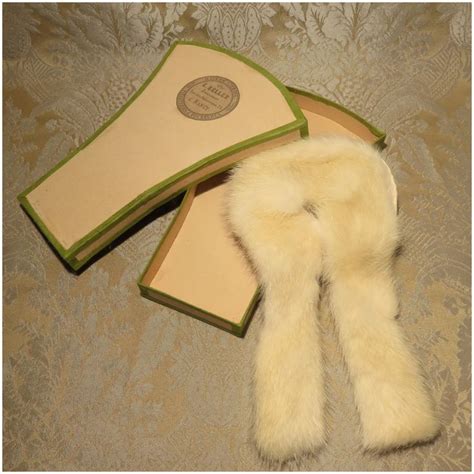 vintage artisan made ermine stole in shaped box for french fashion french fashion ermine