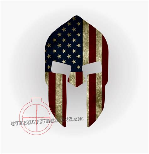 Spartan Helmet Front Thin Silver Line Usa Flag American Flag Eps Svg