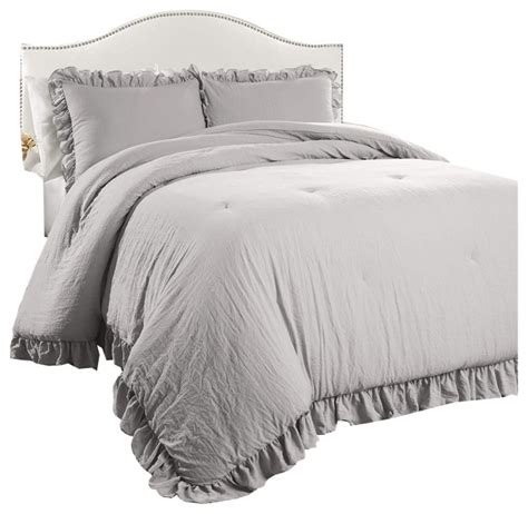 Lush Decor Reyna Comforter Light Gray 3pc Set Fullqueen Traditional Comforters And