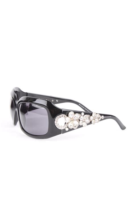 Bvlgari Black Swarovski Crystal Flower Sunglasses At 1stdibs
