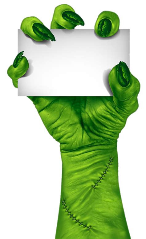 ⚪🖐⚪ ftestickers halloween paper in green hand monster png image