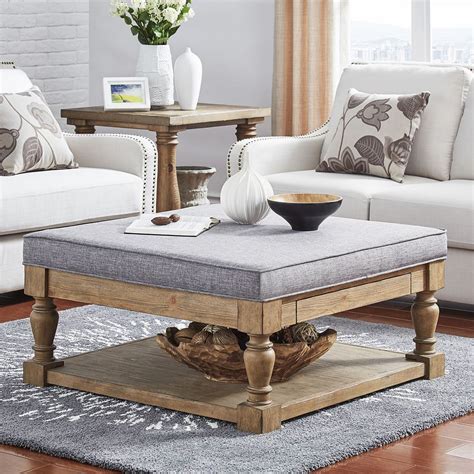 Inspired home bailey velvet contemporary coffee table ottoman. HomeVance Tufted Upholstered Coffee Table, Grey | Coffee ...