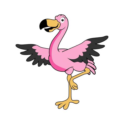 Cartoon Flamingo Vector Clip Art Illustration With Simple Gradients