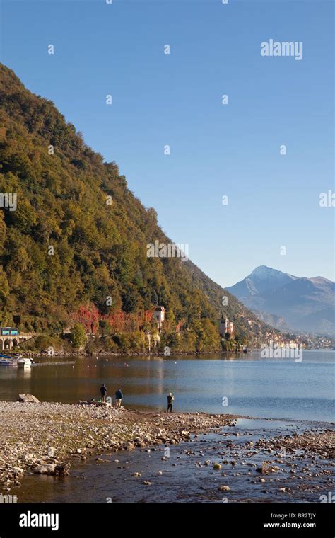 Fishing At Argegno Lake Como Italy Stock Photo Alamy