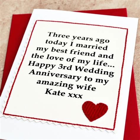 Personalised 3rd Wedding Anniversary Card By Jenny Arnott Cards And Ts