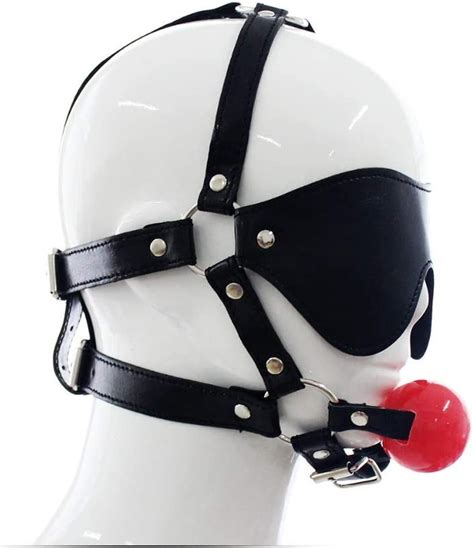Amazon Com Big Ball Gag Leather Head Harness Mask Open Mouth Gag Adult