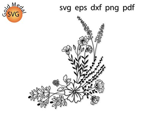 Wild Flower Wreath Svg File for cricut for Silhouette | Etsy