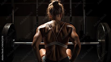 Athlete Powerlifter Strong Woman Back View Generative Ai Ilustração