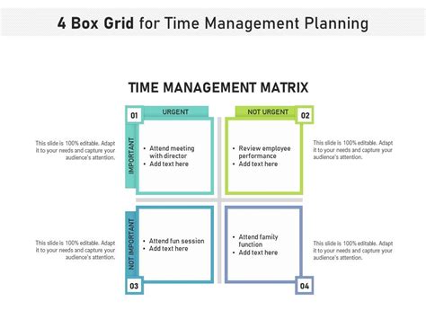 4 Box Grid For Time Management Planning Presentation Graphics