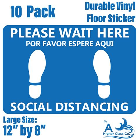 10 Pack Please Wait Here Social Distancing Floor Stickers With Boot