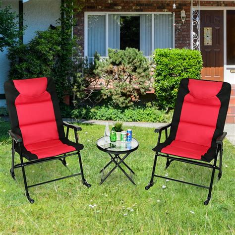 Costway 3 Pcs Outdoor Folding Rocking Chair Table Set Bistro Sets Patio