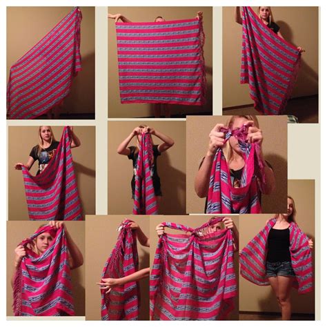 Take A Long And Wide Scarf Fold It In Half Take Your Top 2 Corners And Tie Them Together Then