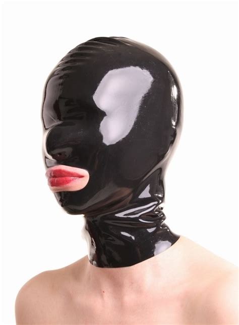 Special Offer Latex Hood Enclosed Latex Fetish Mask Open Mouthandnose