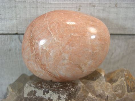 Polished Natural Peach Moonstone Palm Stone Crystal Gemstone Reiki